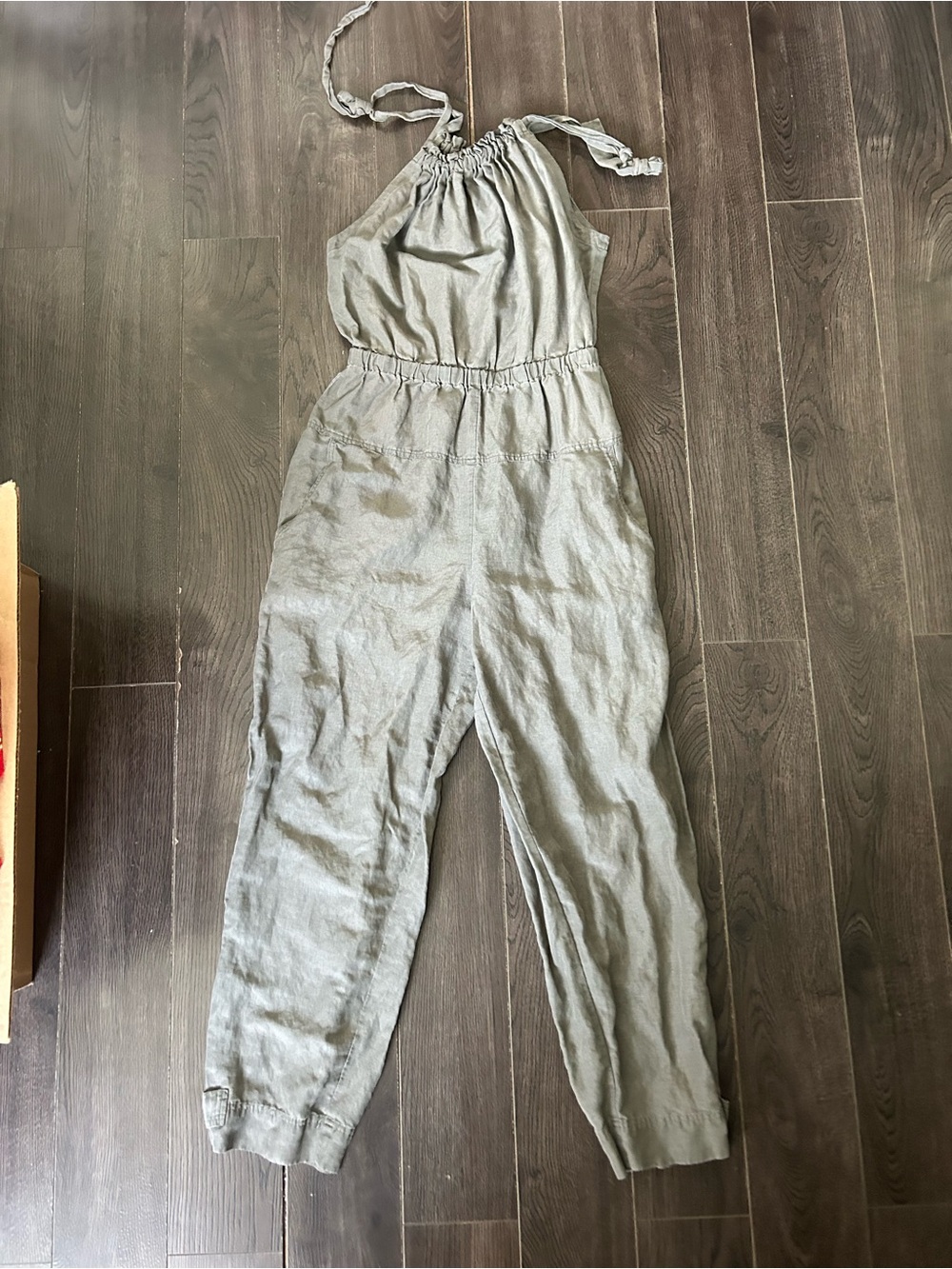 Rebecca Taylor Sage Green Linen Halter Jumpsuit